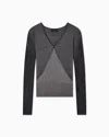 Emporio Armani V-neck Jumper With Striped Links-stitched Details In Black