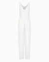 Emporio Armani V-neck Jumpsuit In Technical Cady In White