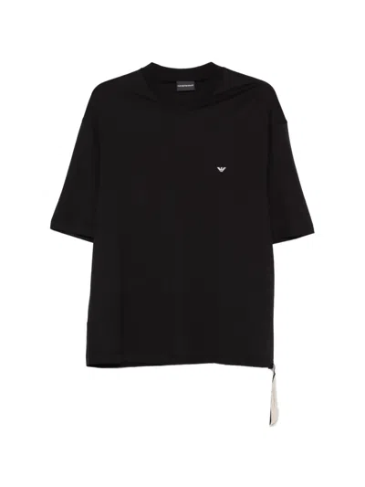 Emporio Armani V-neck Logo T-shirt In Black