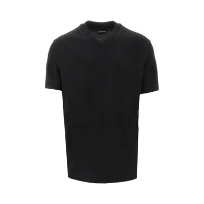 Emporio Armani V-neck Modal-blend T-shirt In Black