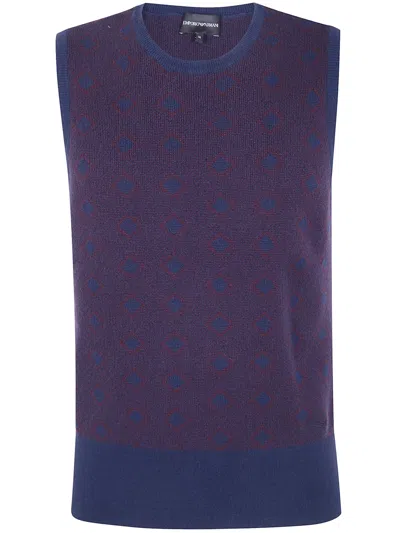 Emporio Armani V Neck Sleevesless Gilet In Purple