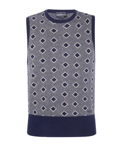 Emporio Armani V Neck Sleevesless Gilet In Blue
