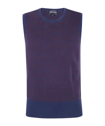 Emporio Armani V Neck Sleevesless Gilet In Blue