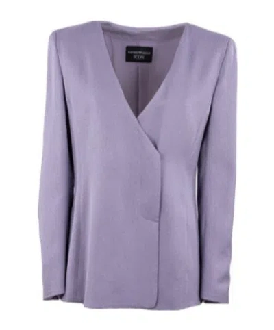 Emporio Armani V-neck Suit Coat In Purple