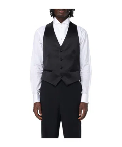 Emporio Armani V-neck Suit Vest In Black