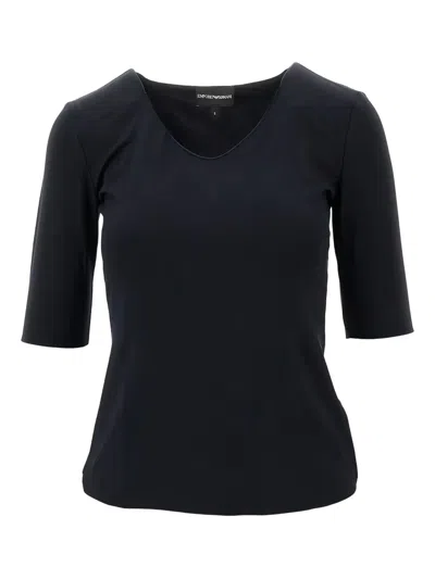 Emporio Armani Viscose Jersey V-neck T-shirt In Black