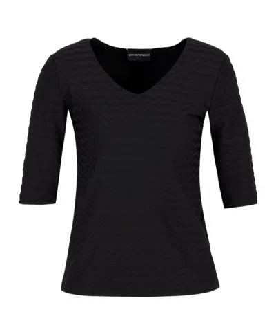Emporio Armani Jacquard Stretch Jersey T-shirt In Black