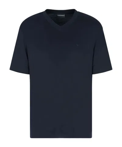 Emporio Armani V-neck T-shirt In Blue