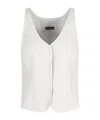 Emporio Armani Fluid Canneté V-neck Waistcoat In White