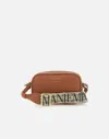 Emporio Armani Vegan Leather Camera Bag With Strap In Brown