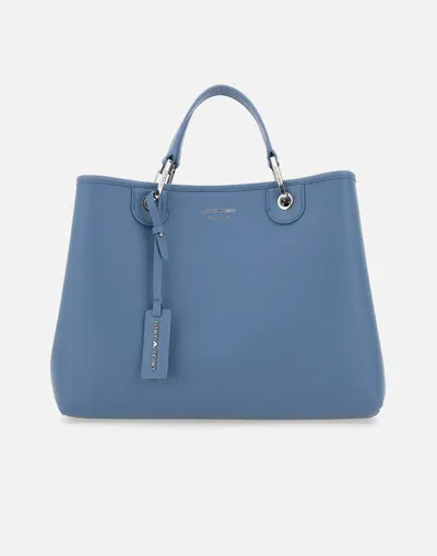 Emporio Armani Vegan Leather Handbag With Clutch In Blue