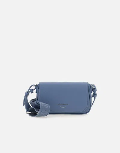 Emporio Armani Vegan Leather Shoulder Bag With Flap In Blue