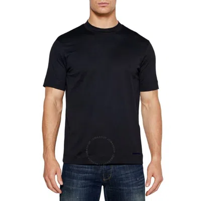 Emporio Armani Velour Logo Lettering Cotton T-shirt In Black