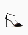 Emporio Armani Velvet And Patent-leather T-bar Heeled Sandals