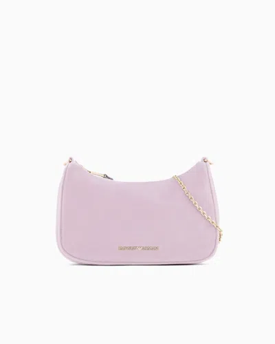 Emporio Armani Velvet Baguette Shoulder Bag In Pink