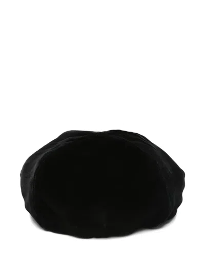 Emporio Armani Velvet Beret In Black