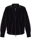 Emporio Armani Velvet Bomber Jacket In Black