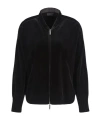 Emporio Armani Velvet Bomber Jacket In Black