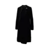 Emporio Armani Velvet Coat With Decentralized Button In Black