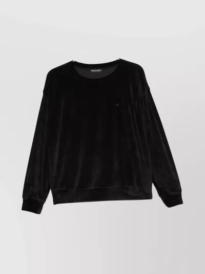 EMPORIO ARMANI VELVET CREW NECK LONG SLEEVE KNIT TOP