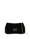 Emporio Armani Velvet Flap Cluth Bag In Black