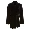 Emporio Armani Velvet Ga Embroidered Logo Belted Robe Jacket In Black