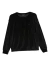 Emporio Armani Velvet Crew Neck Long Sleeve Knit Top In Black
