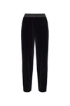 Emporio Armani Velvet Loose Fit Trousers In Black