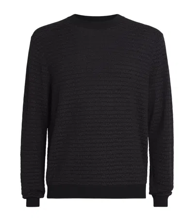 Emporio Armani Velvet-monogram Sweatshirt In Black