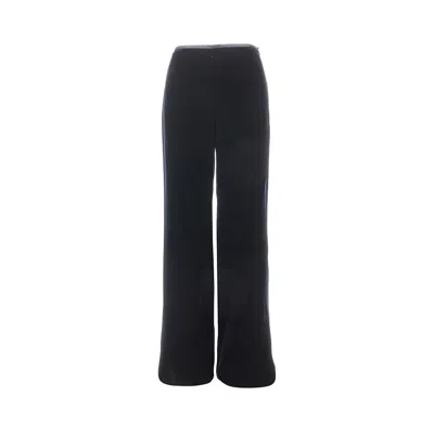 Emporio Armani Velvet Palazzo Pants In Blue