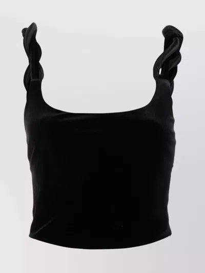 Emporio Armani Velvet Square Neck Cropped Top