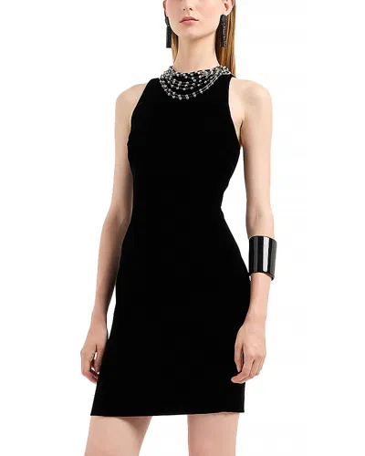 Emporio Armani Velvet Strap Back Dress In Black
