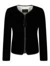 Emporio Armani Velvet Tassel-embellished Jacket In Black