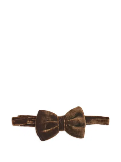 Emporio Armani Velvet Texture Bow Tie In Brown