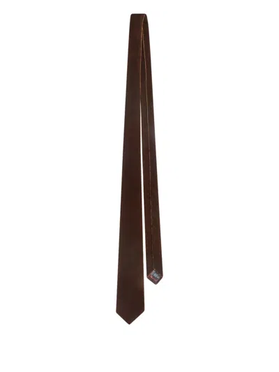 Emporio Armani Velvet Tie In Brown