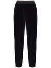 Emporio Armani Velvet Loose Fit Trousers In Black