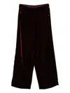 Emporio Armani Wide Leg Velvet Trousers Embroidered Detail In Black