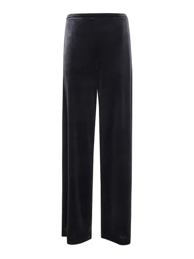 Emporio Armani Luxe Velvet Wide Leg Trousers In Black