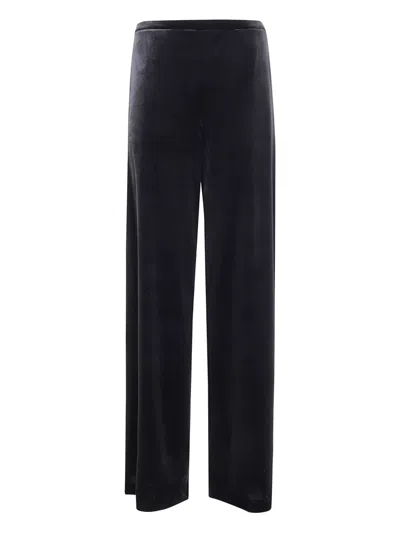 Emporio Armani Wide Chenille Trousers In Black