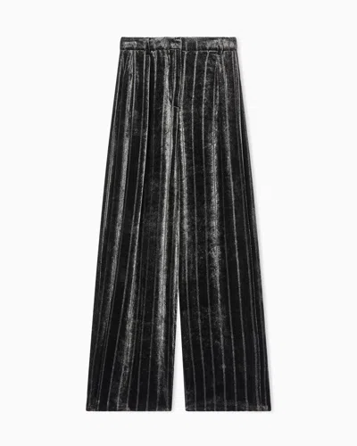 EMPORIO ARMANI VELVET TROUSERS WITH PLEATS WITH A DEVORÉ PINSTRIPED MOTIF