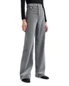 Emporio Armani Pleated Wide-leg Linen Chambray Trousers In Grey