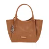 Emporio Armani Textured Weave Tote Bag In Brown