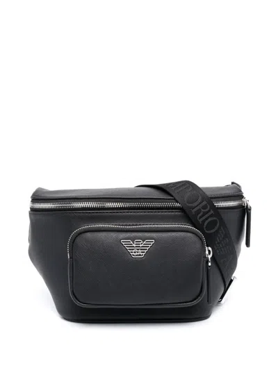 Emporio Armani Men's Leather Beltbag In Black