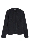 Emporio Armani Vertical Stripe Asymmetric Jacket In Solid Black