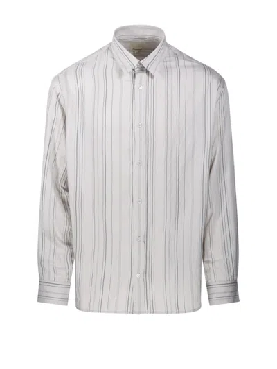 Emporio Armani Grey Stripe Shirt In White Blue