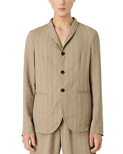 Emporio Armani Vertically Striped Blazer In Beige/khaki