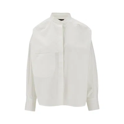 Emporio Armani Verzized Poplin Shirt With Pocket In White