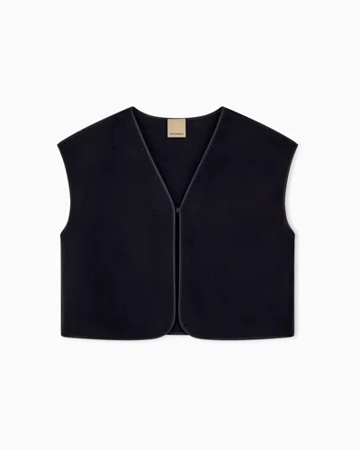 Emporio Armani Vest In Virgin Wool Cloth Boteh Capsule In Blue