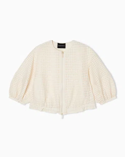 Emporio Armani Vichy 3d Jacquard Blouson In Neutral