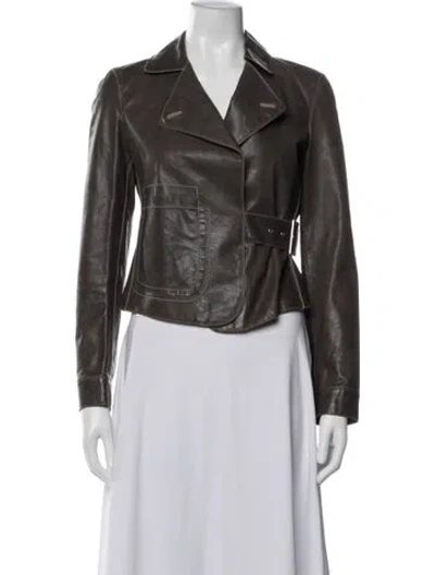 Pre-owned Emporio Armani Vintage 2003 Biker Jacket In Brown